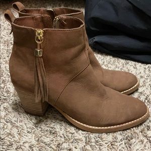Women’s brown heeled booties